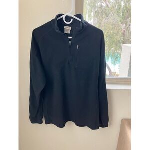 LL Bean Fleece Pullover Black 1/4 Zip Pocket Tall Men's L